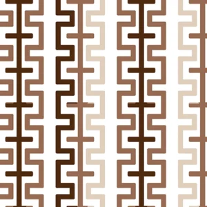 Seamless pattern of vertical geometric stripes with a classic ladder design in warm brown, beige, and white tones, perfect for modern wallpaper and elegant textiles.